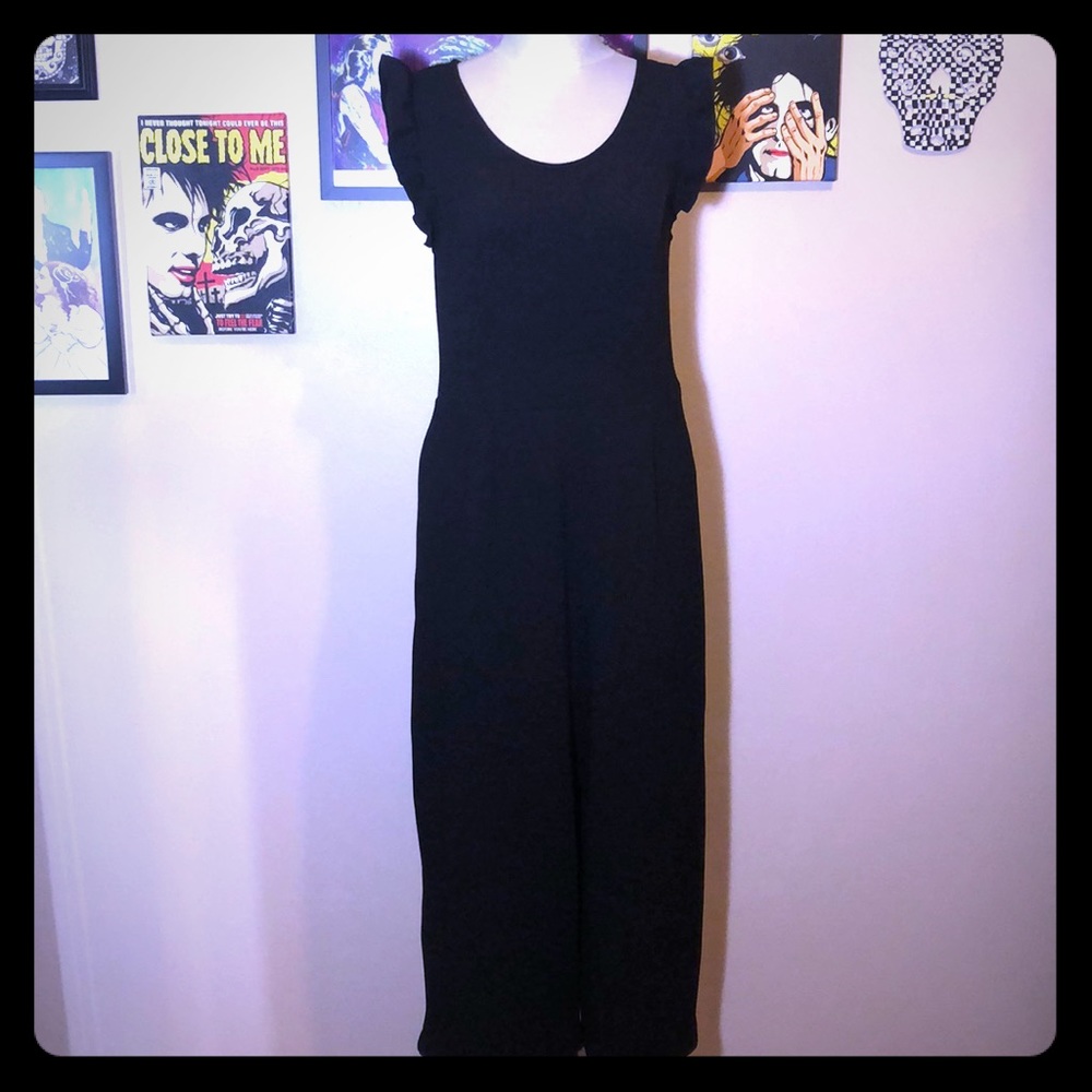 Xhilaration Sz L Black Textured Jumpsuit